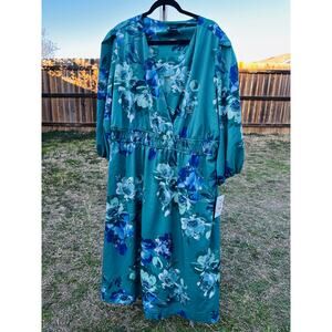 Maison Tara Floral Turquoise Maxi Dress 24W
